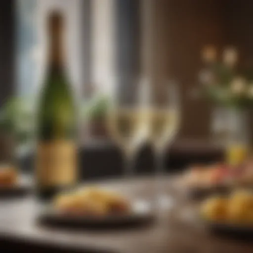 A sparkling glass of Prosecco beside an elegant brunch setting