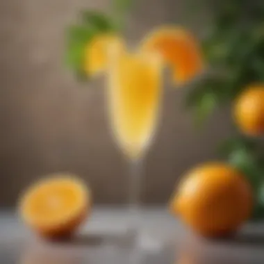 Citrus Bliss in a Mimosa Close-up of a refreshing mimosa garnished with citrus fruit
