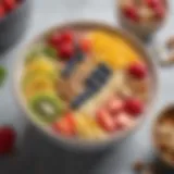 A vibrant smoothie bowl topped with fresh fruits and nuts