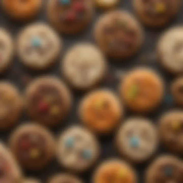 An assortment of freshly baked cookies with vibrant toppings