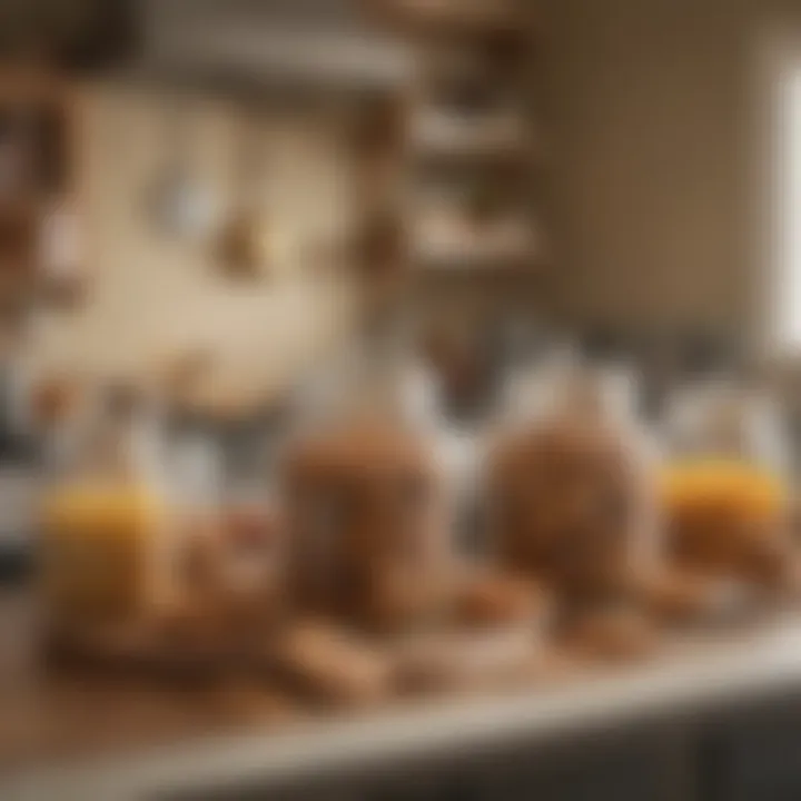 A cozy kitchen scene with cookie jars full of healthy treats