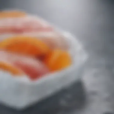 A close-up view of the materials used in reusable freezer ice packs.
