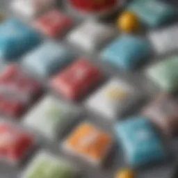 Various types of reusable freezer ice packs arranged on a table.