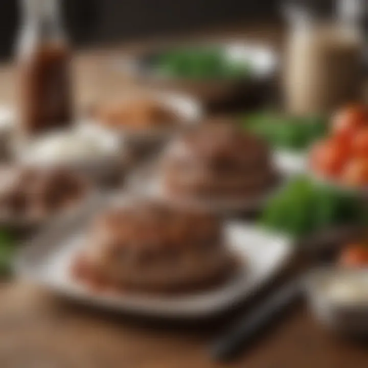 Ingredients for Salisbury steak displayed on a kitchen counter