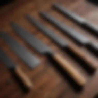 Knife Materials Comparison Different materials used in knife construction displayed side by side