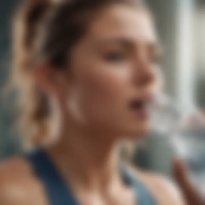 An athlete drinking water after an intense workout, exemplifying hydration.