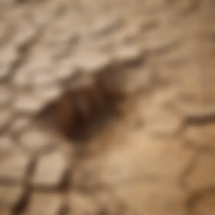 A close-up of a dry, cracked earth symbolizing dehydration.