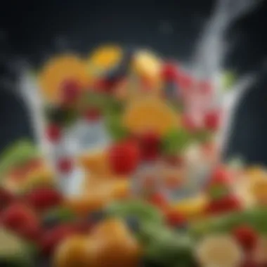 A vibrant array of fresh fruits and vegetables rich in water content.