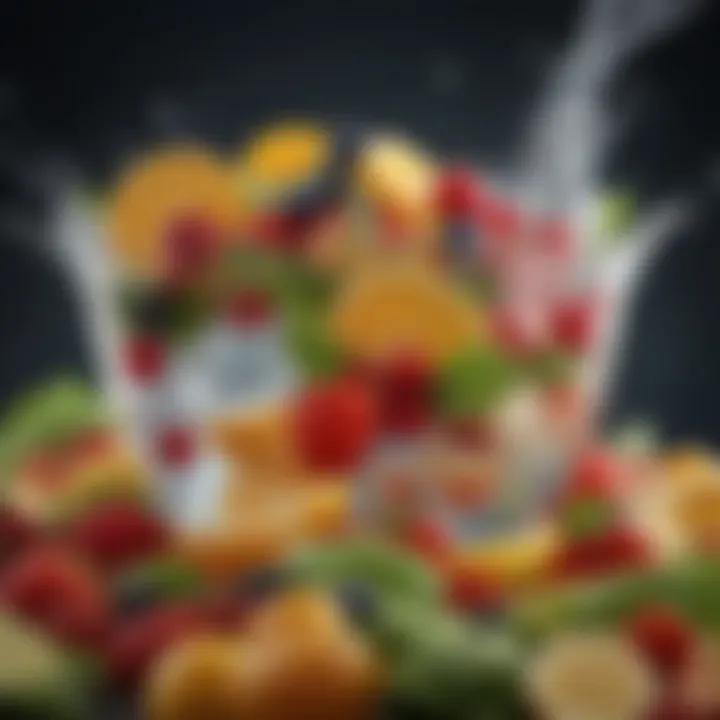 A vibrant array of fresh fruits and vegetables rich in water content.