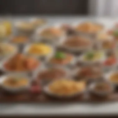 A variety of balanced meal options arranged on a table