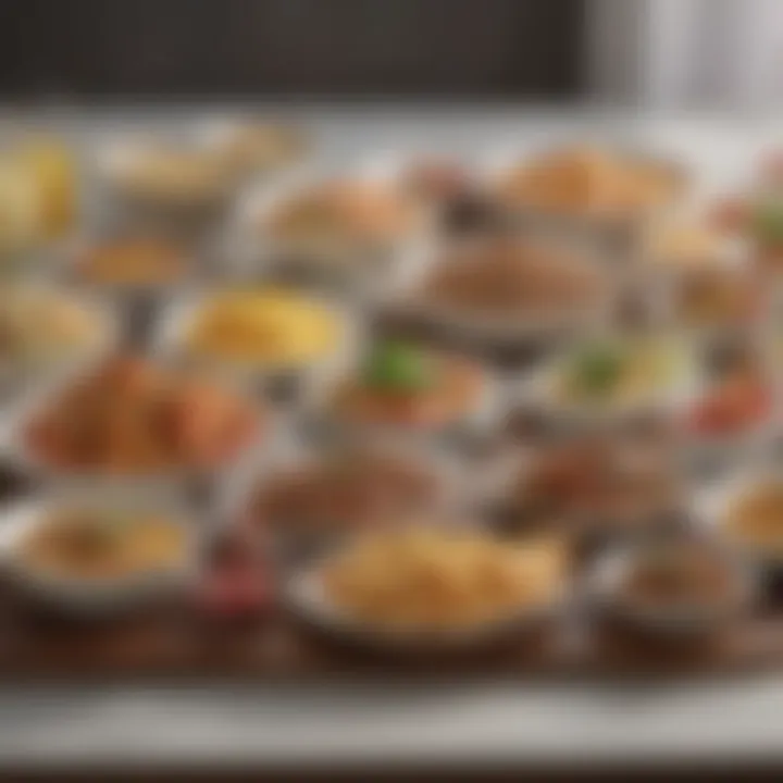A variety of balanced meal options arranged on a table