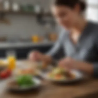 A busy professional enjoying a healthy meal