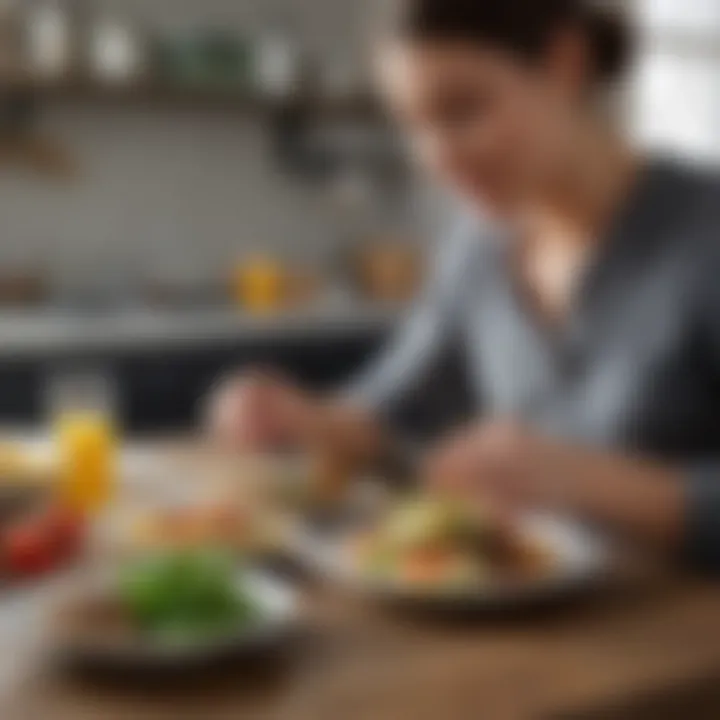 A busy professional enjoying a healthy meal