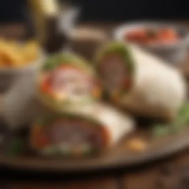 Fresh Wraps for a Quick Lunch Wraps filled with fresh ingredients showcased in a lunch setting