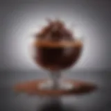 A bowl of luscious chocolate pudding garnished with chocolate shavings