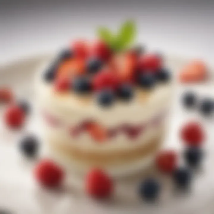 A vibrant array of vanilla pudding topped with fresh berries