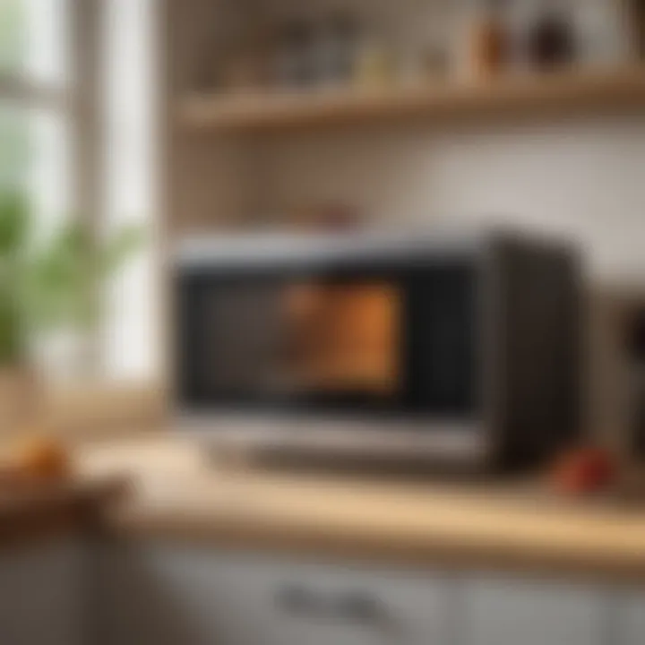 Stylish small microwave in a modern kitchen setting