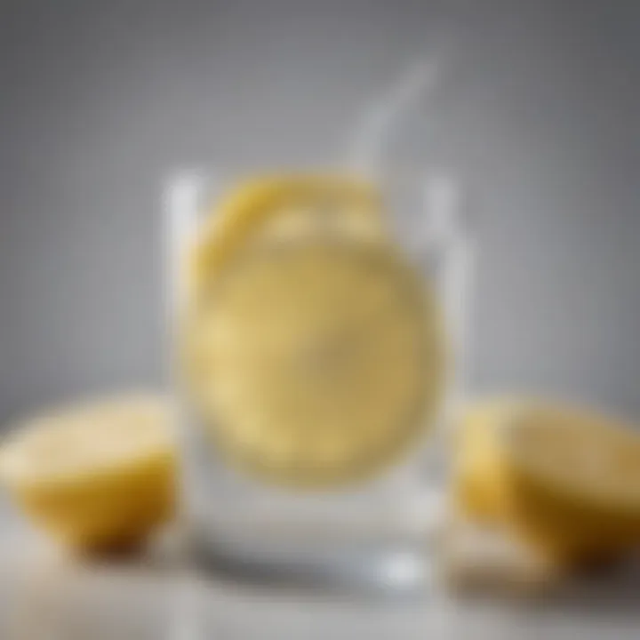 A glass of water with fresh lemon slices, symbolizing proper hydration.