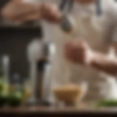 Person utilizing a hand blender to create a smooth puree