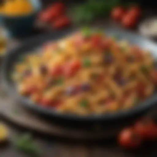 Delicious pasta dish with vibrant vegetables
