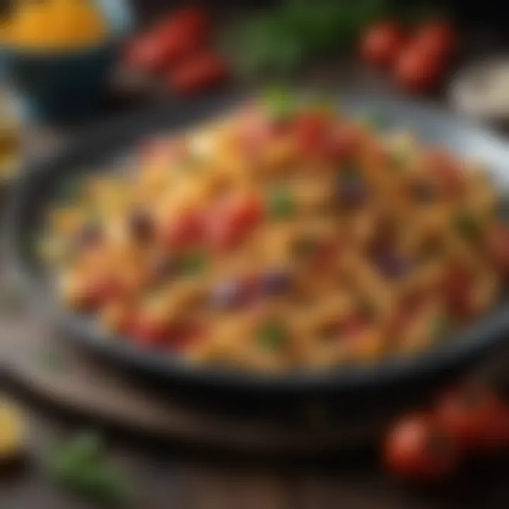 Delicious pasta dish with vibrant vegetables