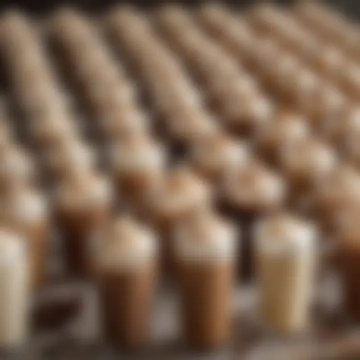 A selection of various sugar-free coffee creamers in glass containers