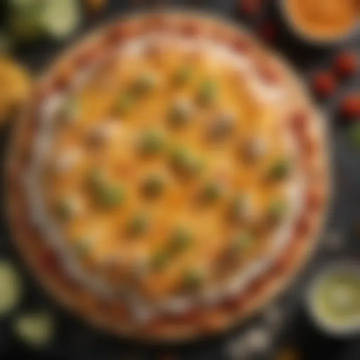 A close-up of the finished Mexican Pizza with melted cheese