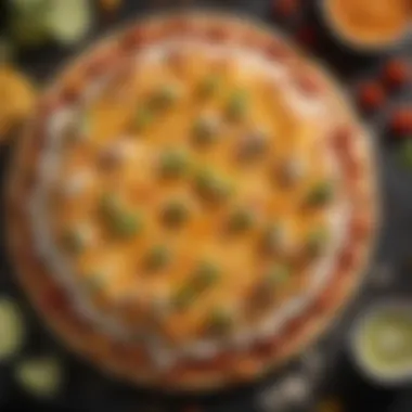 Melted Cheese on a Delicious Mexican Pizza A close-up of the finished Mexican Pizza with melted cheese