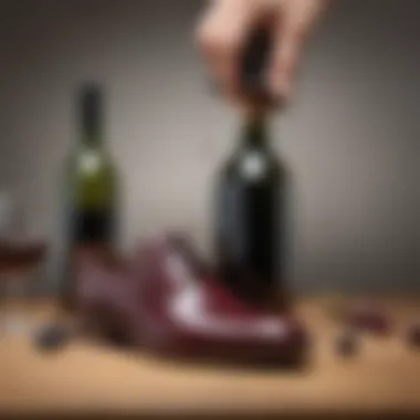 The Shoe Method for Uncorking Wine bottle being opened using a shoe method