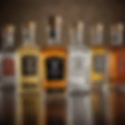 A variety of tequila bottles showcasing different brands and styles