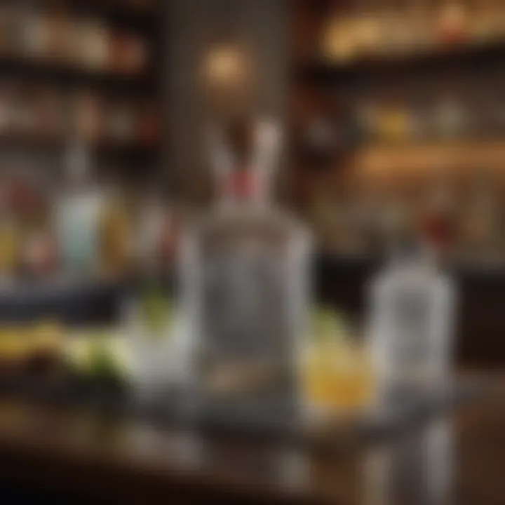 A stylish bar setup showcasing tequila bottles and cocktail ingredients