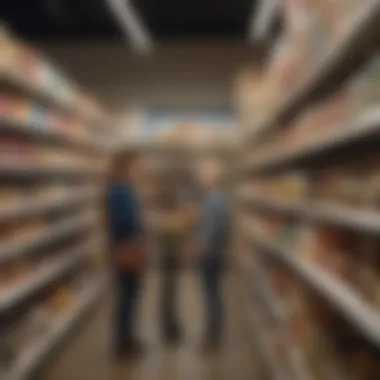 A shopper selecting items from the shelf, reflecting on the thoughtfully curated inventory.