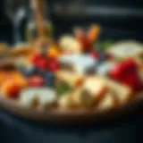 A beautifully arranged cheese platter with various textures and colors.