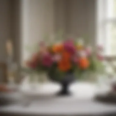 An elegant table setting featuring a thoughtfully designed floral centerpiece