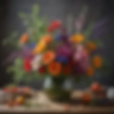 A sustainable floral arrangement using eco-friendly materials and locally sourced blooms