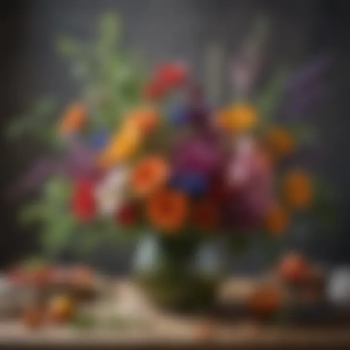 A sustainable floral arrangement using eco-friendly materials and locally sourced blooms
