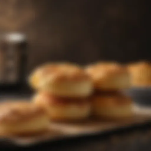 Golden brown biscuits emerging from the air fryer