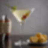 An elegant martini glass filled with a classic martini