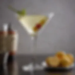 An elegant martini glass filled with a classic martini