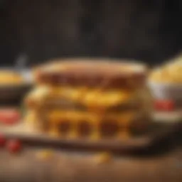 A gourmet grilled cheese sandwich with melted cheese oozing out.