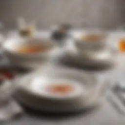 Elegant ceramic dinnerware set with intricate designs