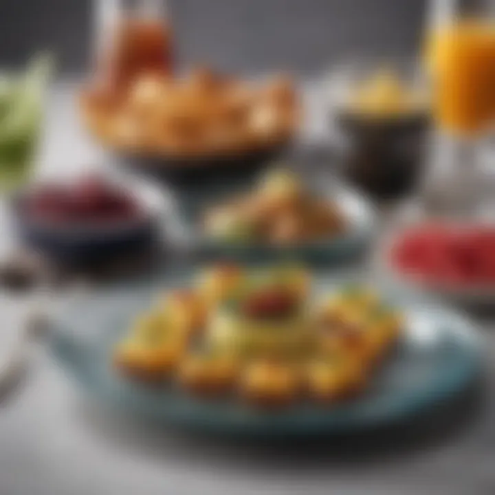 Stylish glass serveware showcasing vibrant appetizers