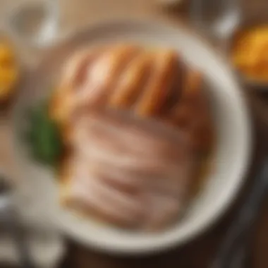 A tantalizing plate of sliced Butterball turkey breast served with sides