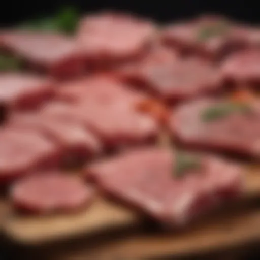 An array of premium beef cuts displayed artistically.