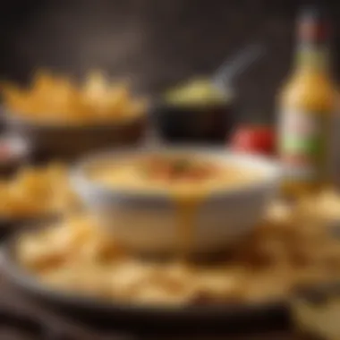 Indulge in Creamy Nacho Cheese Sauce A rich and creamy nacho cheese sauce in a bowl, ready to be enjoyed with tortilla chips.