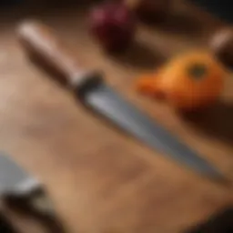 A professional boning knife showcasing its unique curved blade