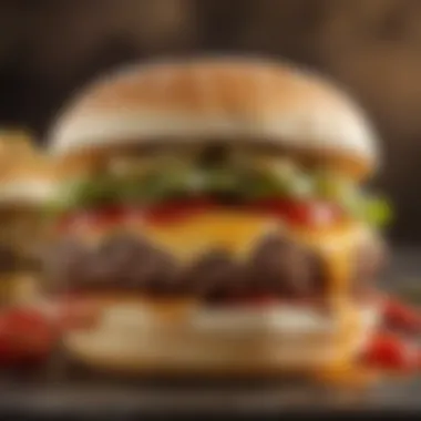 Sizzling Flavor of the Chile Cheeseburger A close-up of a chile cheeseburger showcasing melted cheese and fresh chiles