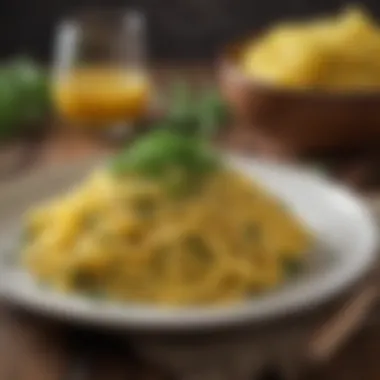 Delicious finished dish of spaghetti squash with herbs