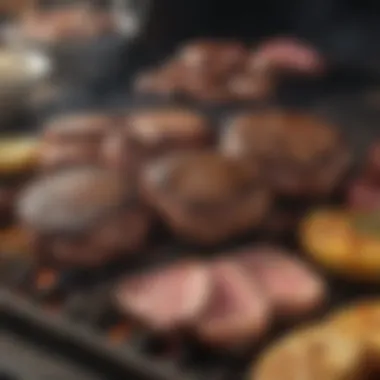 A classic charcoal grill surrounded by delicious meats