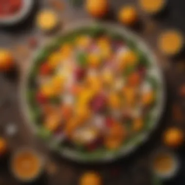 A colorful salad incorporating canned mandarin oranges for added flavor.
